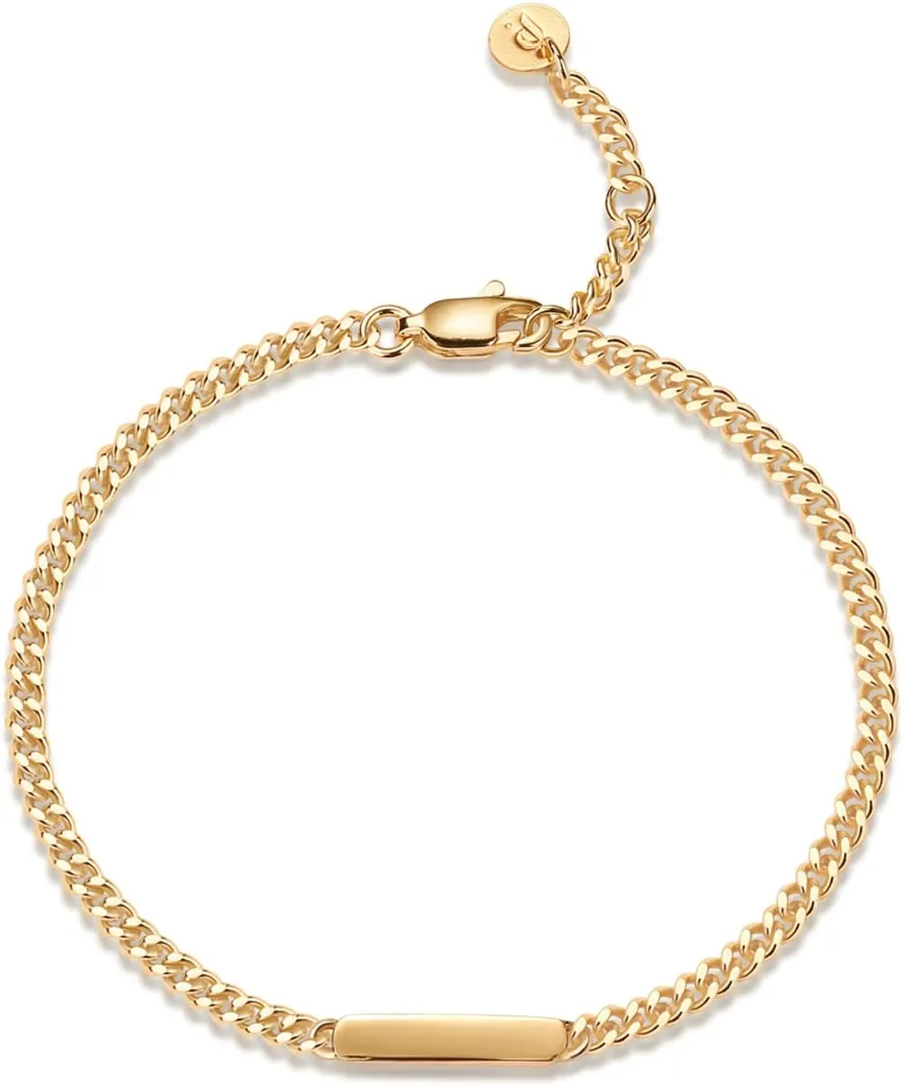 PAVOI 14K Gold Plated Lightweight Chain Bracelet | Curb Link and Cable Chain Bracelets for Women