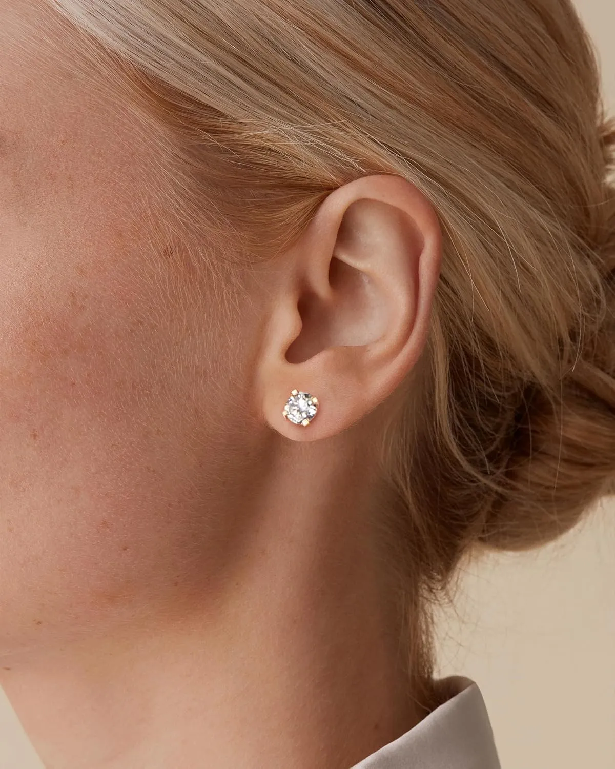 PAVOI 14K Real Gold Studs Moissanite Earrings for Women | 0.2-4 Carat Round Lab Created Moissanite Stone Solid Gold Stud Earrings Men