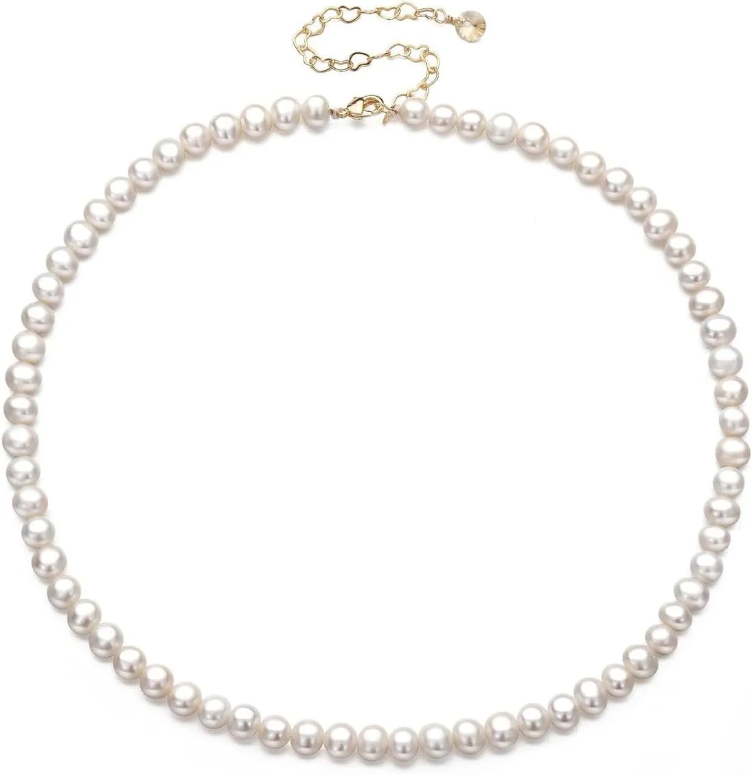 Pearl Choker Necklace 6/8mm for Women Men Dainty Round Imitation Pearl Choker Necklace Wedding Pearl Necklace Delicate Jewelry for Women Simple Bridesmaid Jewelry Gifts
