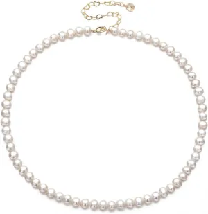 Pearl Choker Necklace 6/8mm for Women Men Dainty Round Imitation Pearl Choker Necklace Wedding Pearl Necklace Delicate Jewelry for Women Simple Bridesmaid Jewelry Gifts