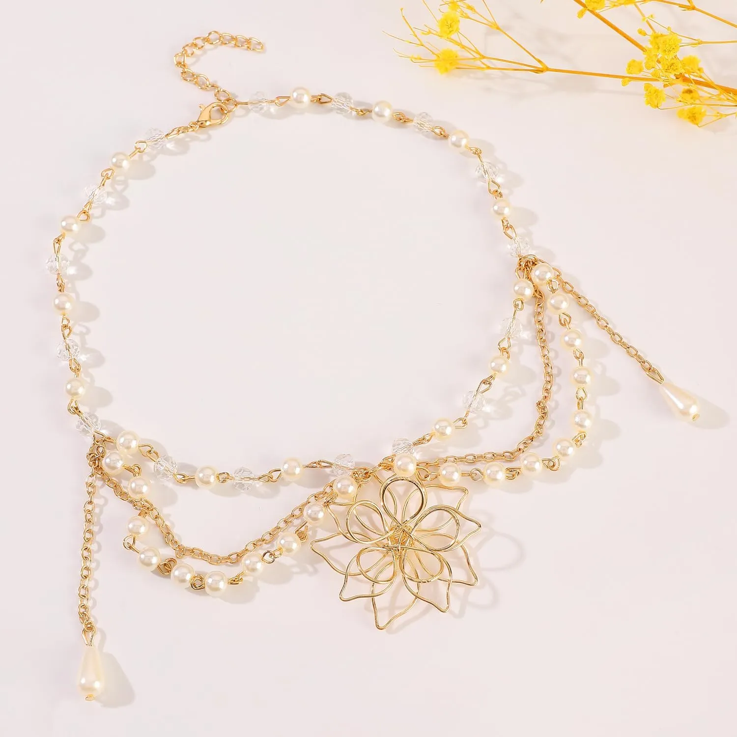 Pearl Cross Necklace for Women Y2K Layered Cross Necklace Gothic Pearl Cross Choker Necklace Cross Vintage Pearl Necklace Bride Wedding Prom Accessories Jewelry