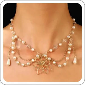 Pearl Cross Necklace for Women Y2K Layered Cross Necklace Gothic Pearl Cross Choker Necklace Cross Vintage Pearl Necklace Bride Wedding Prom Accessories Jewelry