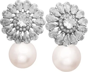 Pearl Dangle Drop Earrings for Wedding Brides Bridesmaids,Cubic Zirconia Pearl Drop Earrings for Women Prom Jewelry Gifts