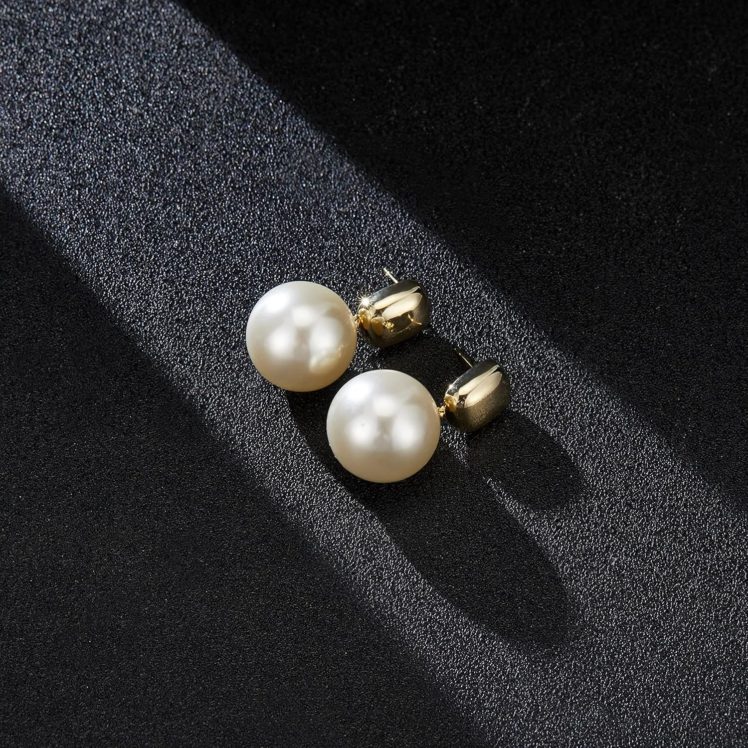 Pearl Drop Earrings - 18K Gold Plated Dangle Stud Pearl Earrings - Freshwater Cultured Pearl Earrings for Women - AAA  Quality