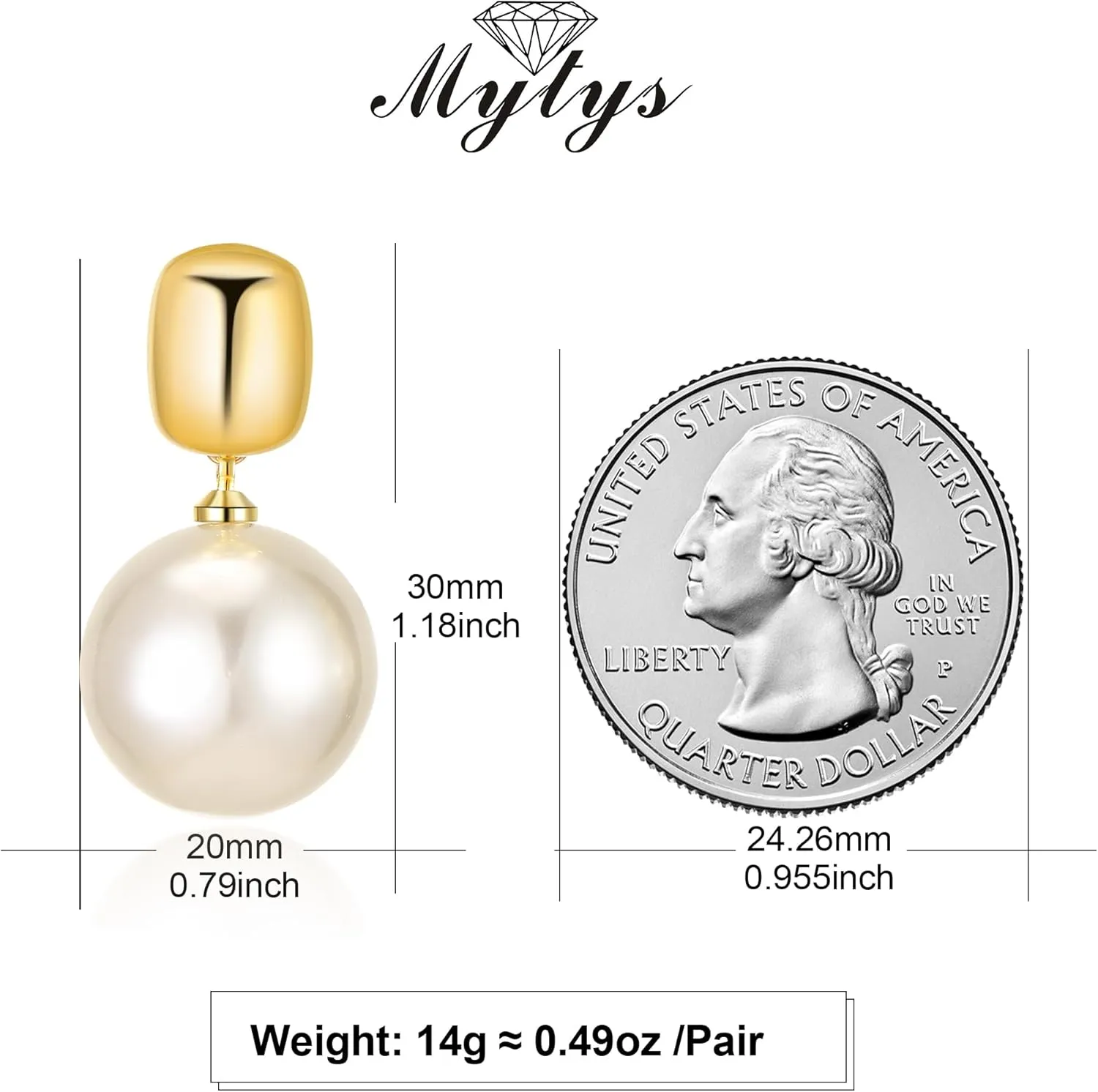 Pearl Drop Earrings - 18K Gold Plated Dangle Stud Pearl Earrings - Freshwater Cultured Pearl Earrings for Women - AAA  Quality