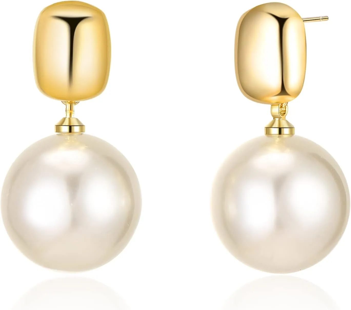 Pearl Drop Earrings - 18K Gold Plated Dangle Stud Pearl Earrings - Freshwater Cultured Pearl Earrings for Women - AAA  Quality