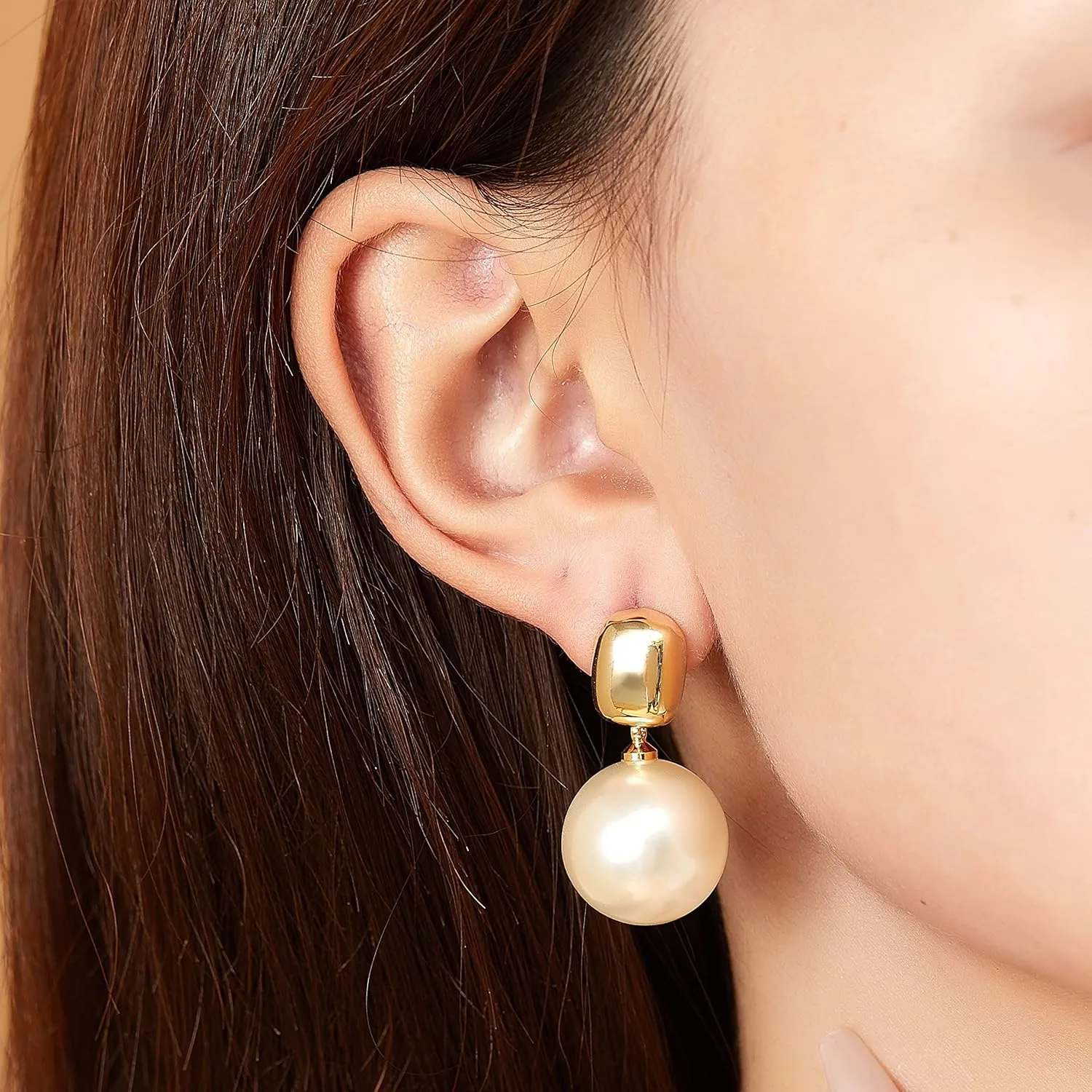 Pearl Drop Earrings - 18K Gold Plated Dangle Stud Pearl Earrings - Freshwater Cultured Pearl Earrings for Women - AAA  Quality
