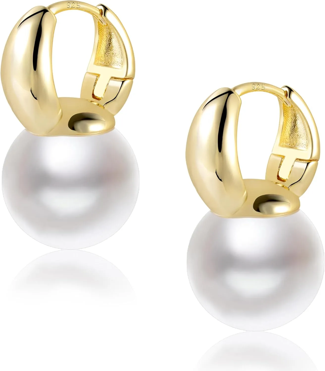 Pearl Earrings for Women 14K Gold Sterling Silver Drop Quality Handpicked AAA  Freshwater Cultured Round Pearls Dangle Earrings Wedding Jewelry for Women Gifts