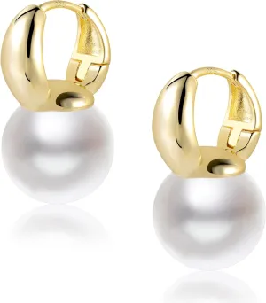 Pearl Earrings for Women 14K Gold Sterling Silver Drop Quality Handpicked AAA  Freshwater Cultured Round Pearls Dangle Earrings Wedding Jewelry for Women Gifts