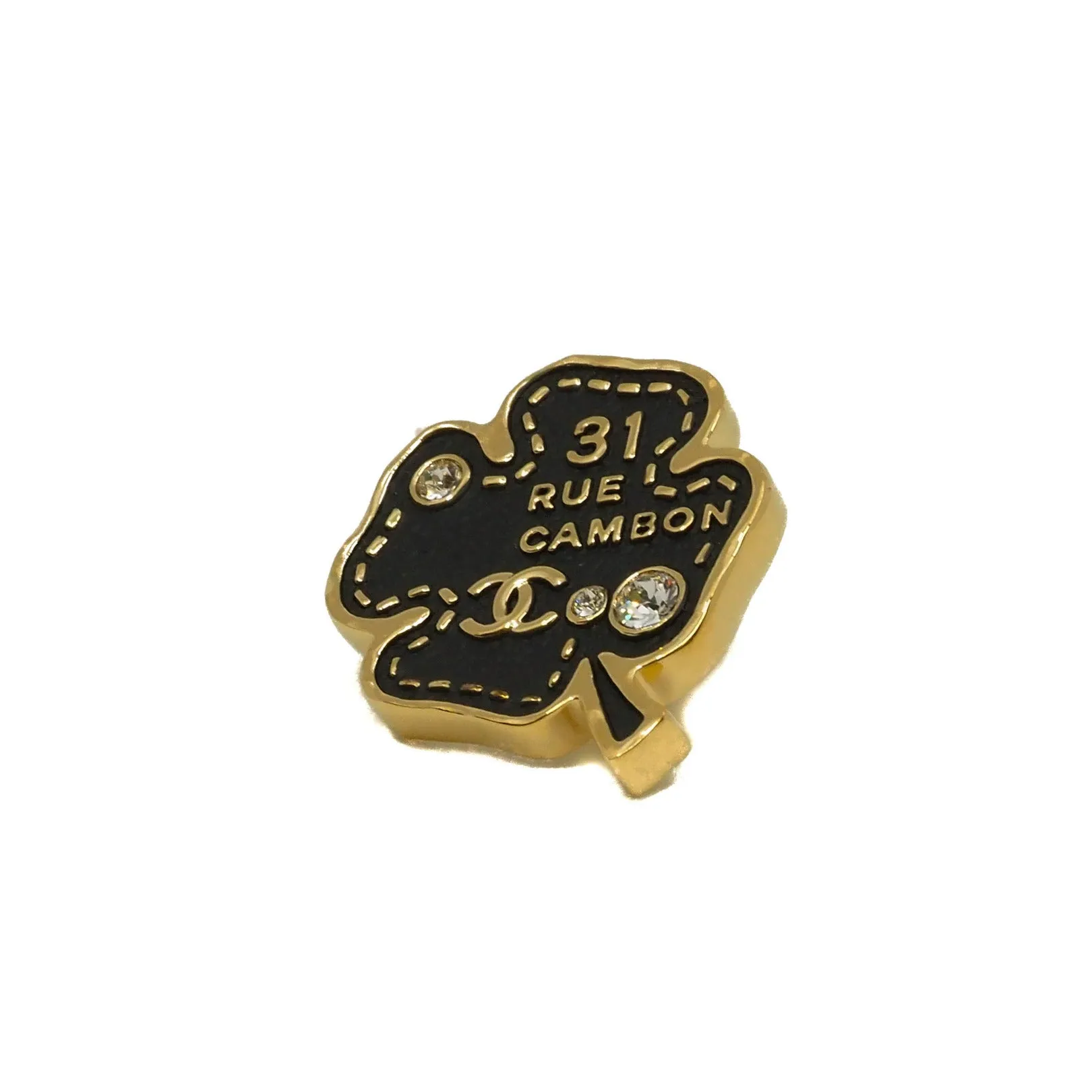 perfurm bottle brooch in leather black