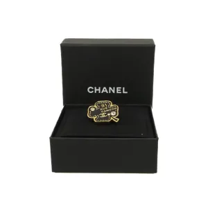 perfurm bottle brooch in leather black