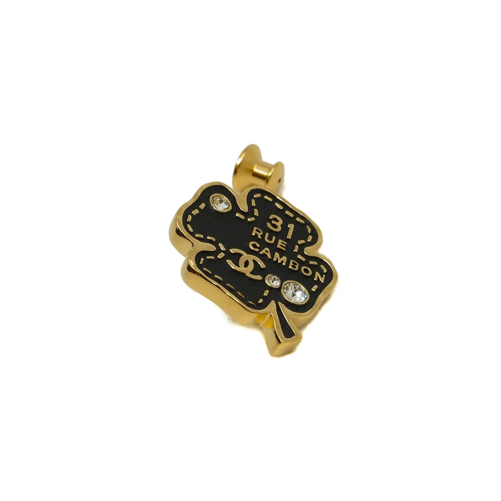 perfurm bottle brooch in leather black