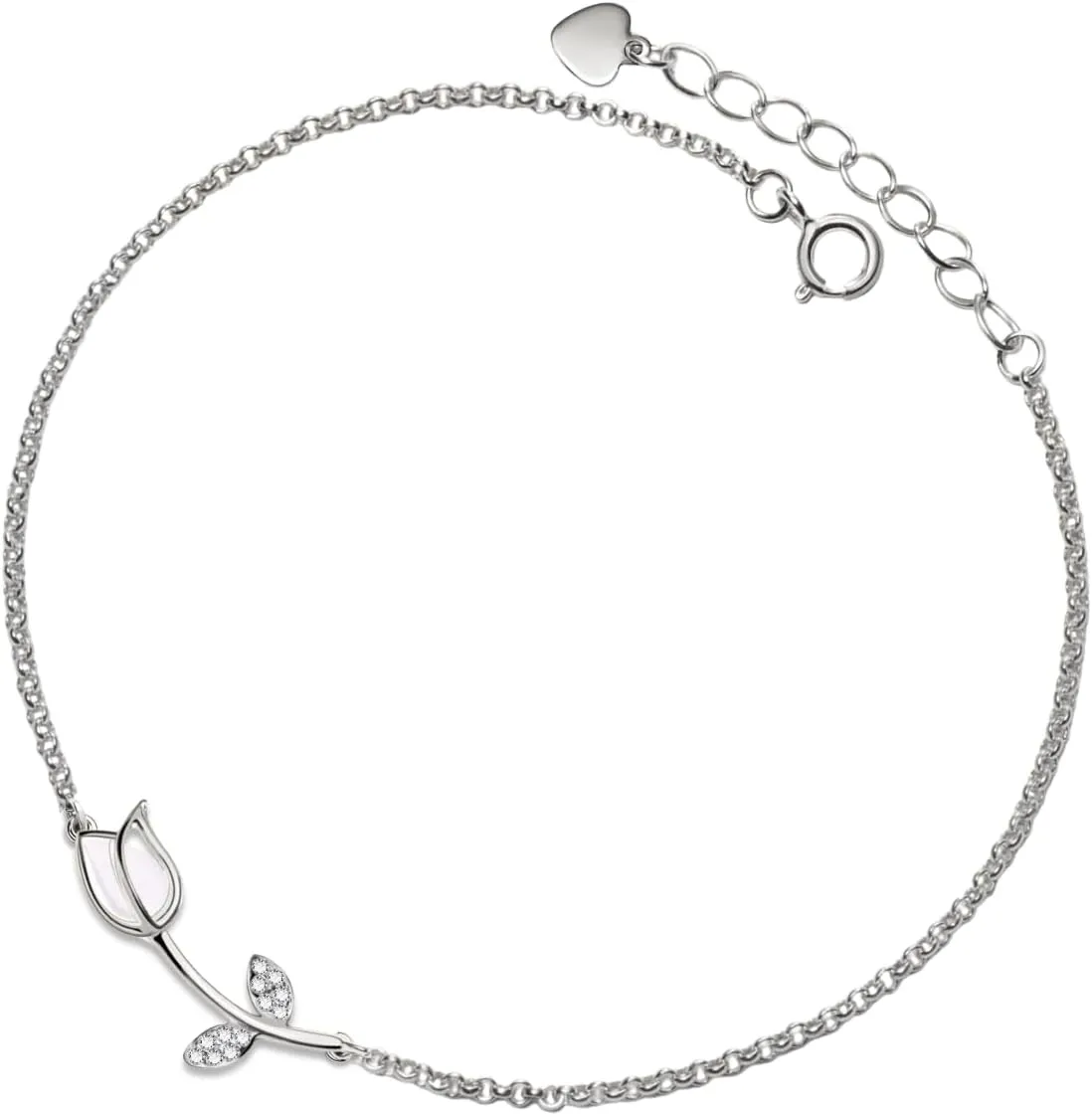 PERIMADE Gold Plated CZ Opal Tulip Anklet for Women, 925 Sterling Silver Cubic Zirconia Waterproof Chain Ankle Bracelet, Dainty Hypoallergenic Summer Beach Jewelry Gift for Mom Wife Best Friend