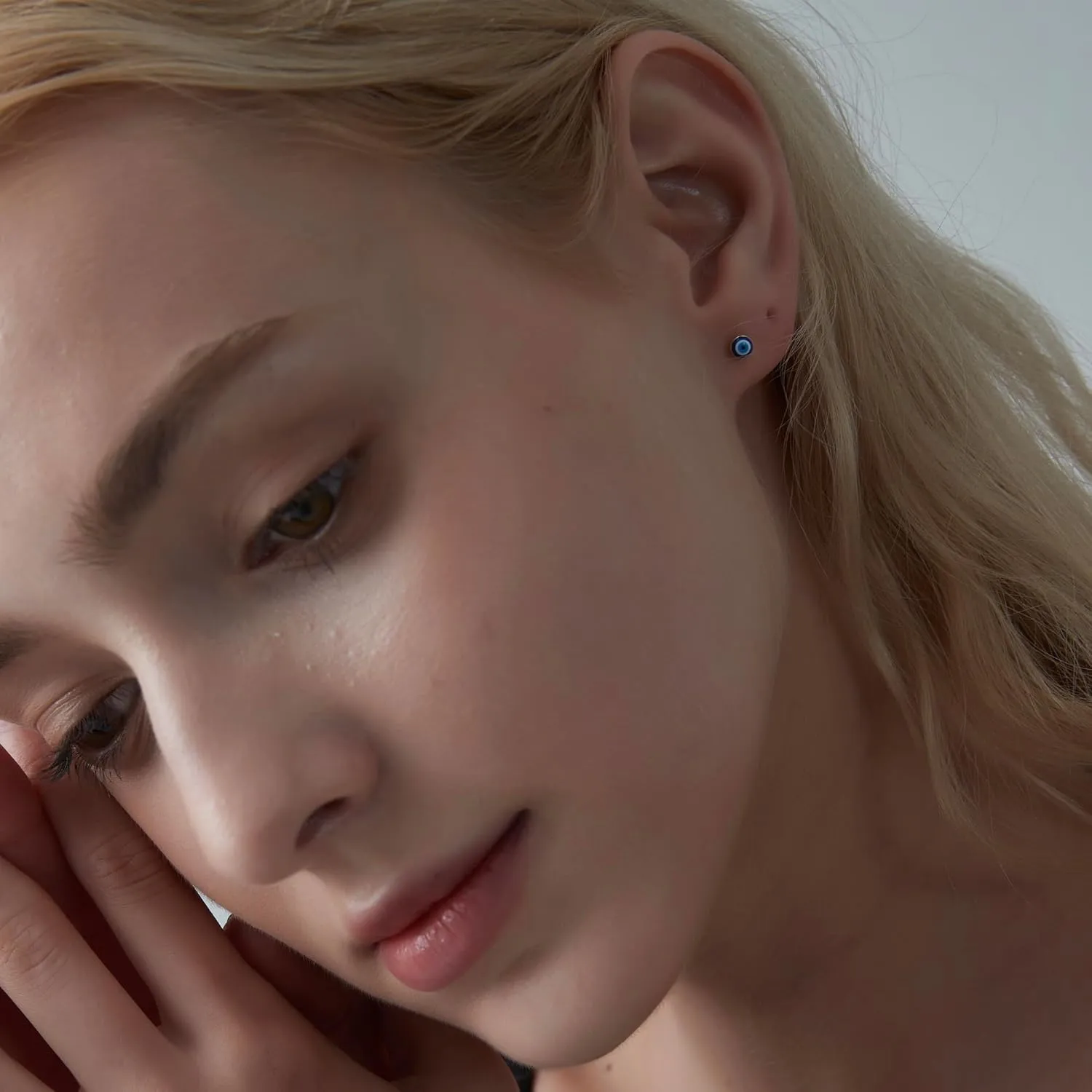 PERIMADE Gold Plated Tiny Evil Eye Stud Earrings for Women, 925 Sterling Silver Turkish Blue Eye Earrings Dainty Hypoallergenic Non Tarnish Protection Jewelry Birthday Christmas Friendship Gift