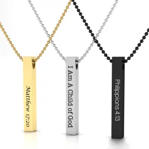 Personalized Bar-Shaped Men Custom Name Necklace for Men 18K Gold Plated Anniversary Gift for Boyfriend Husband Gift Father Day Gift Custom Coordinates Engraved Necklace