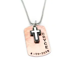 Personalized Cross Necklace for Boys - Communion Gifts for Boys - Confirmation Cross Necklace for Boys - Baptism Gift for Boys - Custom Cross Necklace for Young Man