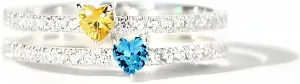 Personalized Double Heart Zircon Name Ring for Women, Fashion Two-Layer Heart Design, Platinum Plated Statement Band, Custom Engraved Gift for Her