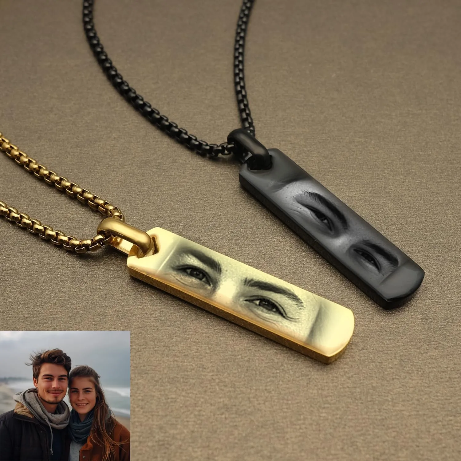 Personalized Eyes Engraved Customized Picture Necklace