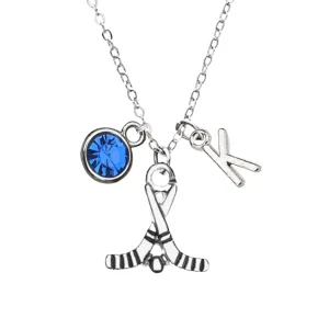Personalized Hockey Necklace with Letter Charm, Hockey Jewelry, Hockey Gifts, Ice Hockey Charm Necklace, for Women, Teen & Girl Hockey Players