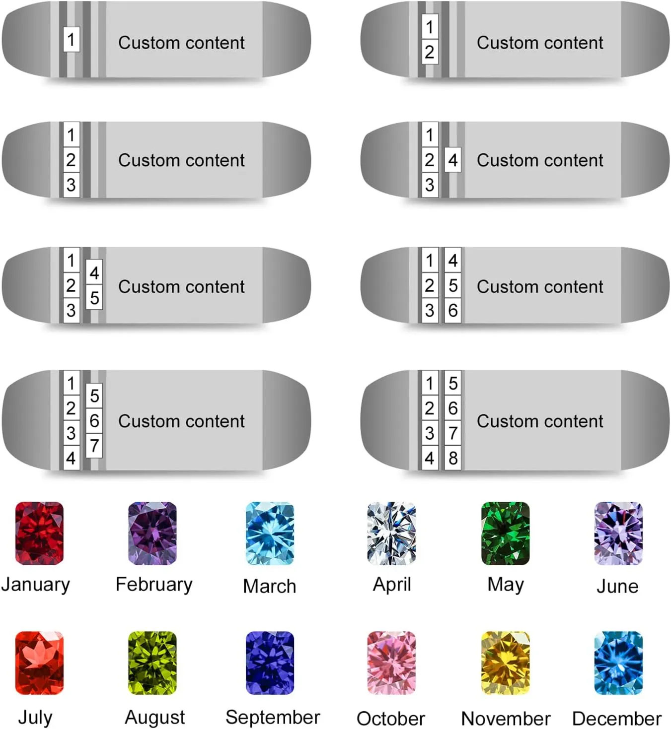 Personalized Mens Engraved Name Rings for Dad 1-8 Birthstone Custom Father Ring Family Ring Fathers Day Jewelry Gift for Husband Grandpa Birthday Christmas Anniversary