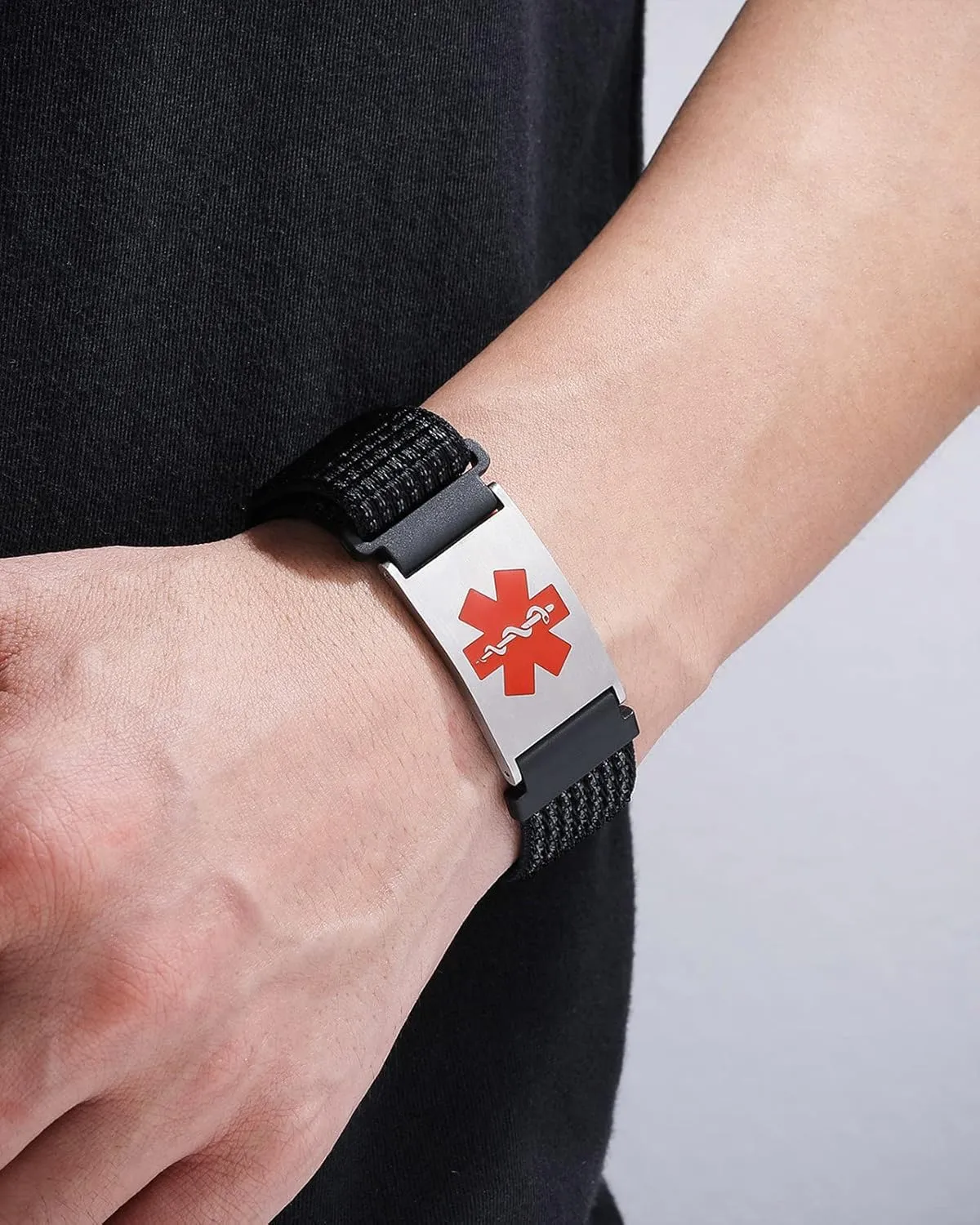 Personalized Sport Medical Alert Bracelets for Women Men - Custom Medical ID Bracelets with Free Engraving - Hook and Loop/Elastic/Stainless Steel/Silicone Watch Wristband Emergency Bracelet
