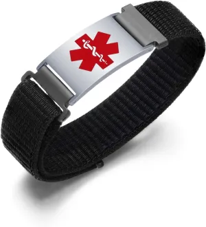 Personalized Sport Medical Alert Bracelets for Women Men - Custom Medical ID Bracelets with Free Engraving - Hook and Loop/Elastic/Stainless Steel/Silicone Watch Wristband Emergency Bracelet