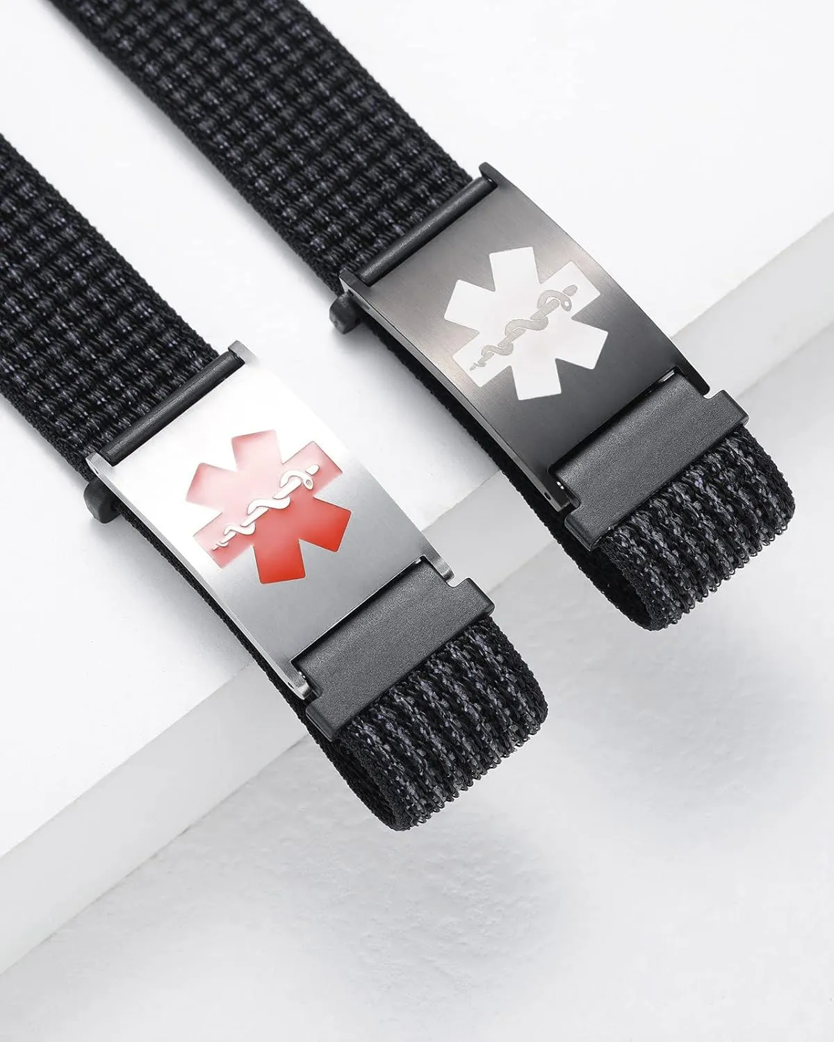 Personalized Sport Medical Alert Bracelets for Women Men - Custom Medical ID Bracelets with Free Engraving - Hook and Loop/Elastic/Stainless Steel/Silicone Watch Wristband Emergency Bracelet