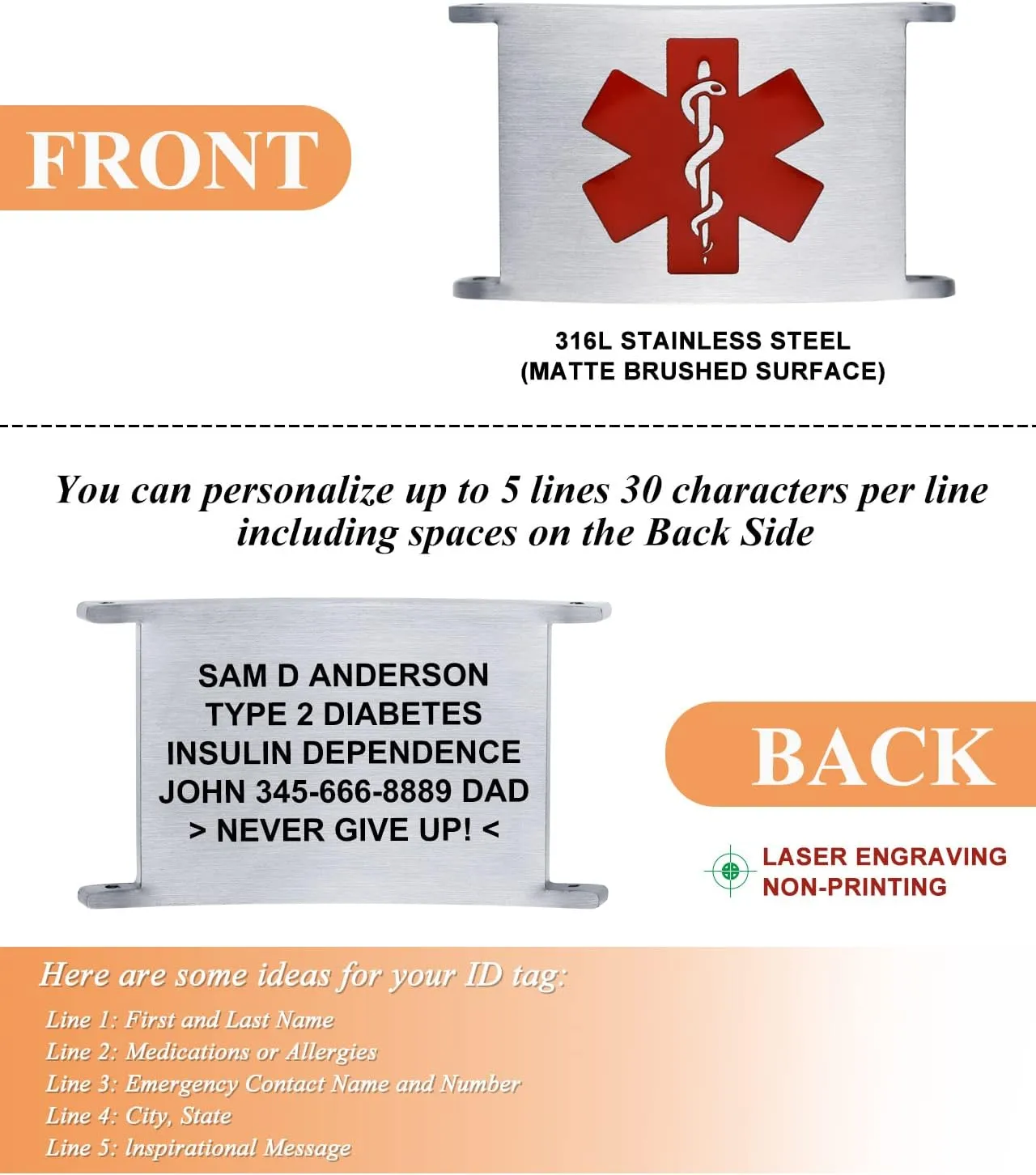 Personalized Sport Medical Alert Bracelets for Women Men - Custom Medical ID Bracelets with Free Engraving - Hook and Loop/Elastic/Stainless Steel/Silicone Watch Wristband Emergency Bracelet