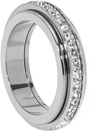 Pingyongchang Anxiety Rings Titanium Steel Spinner Fidget Band Rings for Women Ladies Cubic Zirconia Relieving Anxiety Wedding Promise Lucky Statement Rings Comfort Fit Size 6 to 10