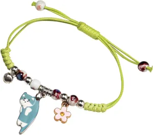 Pingyongchang Cute Kawaii Animal Cat Luck String Rope Chain Braided Bracelet for Women Cartoon Kitten Handmade Adjustable Bracelet Animals Lover Friendship Jewelry Birthday Gifts