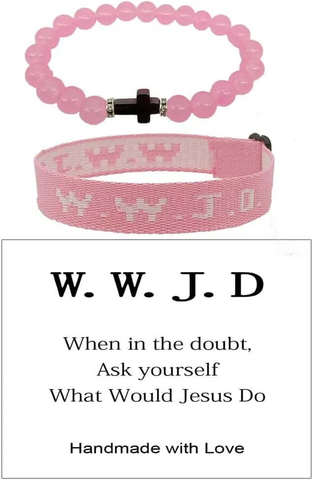 Pingyongchang WWJD Bracelets Set for Women Men Cross Christian Beads Bracelet WWJD Letter Braided Rope Bracelet Religious Friendship Couples Jewelry Gifts