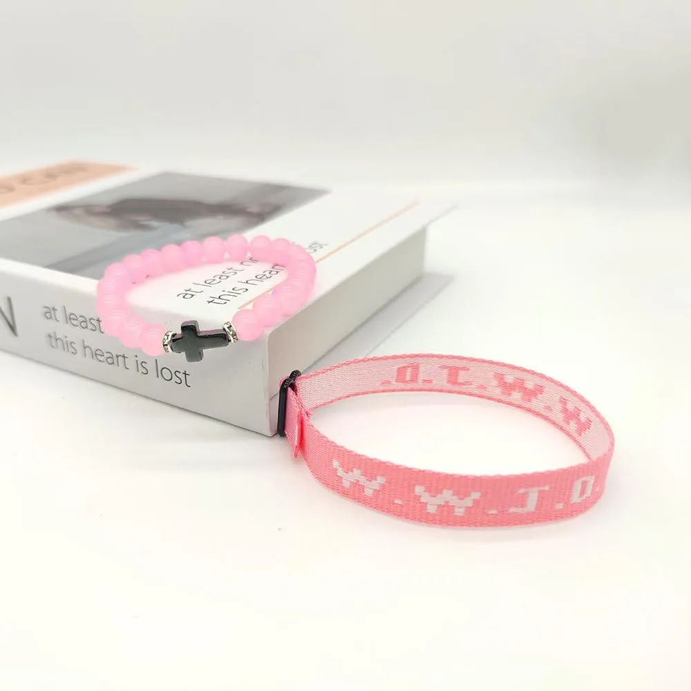 Pingyongchang WWJD Bracelets Set for Women Men Cross Christian Beads Bracelet WWJD Letter Braided Rope Bracelet Religious Friendship Couples Jewelry Gifts