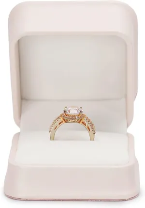 Pink PU Leather Jewelry Ring Box for Proposal Engagement Velvet Interior Jewelry Ring Gift Box