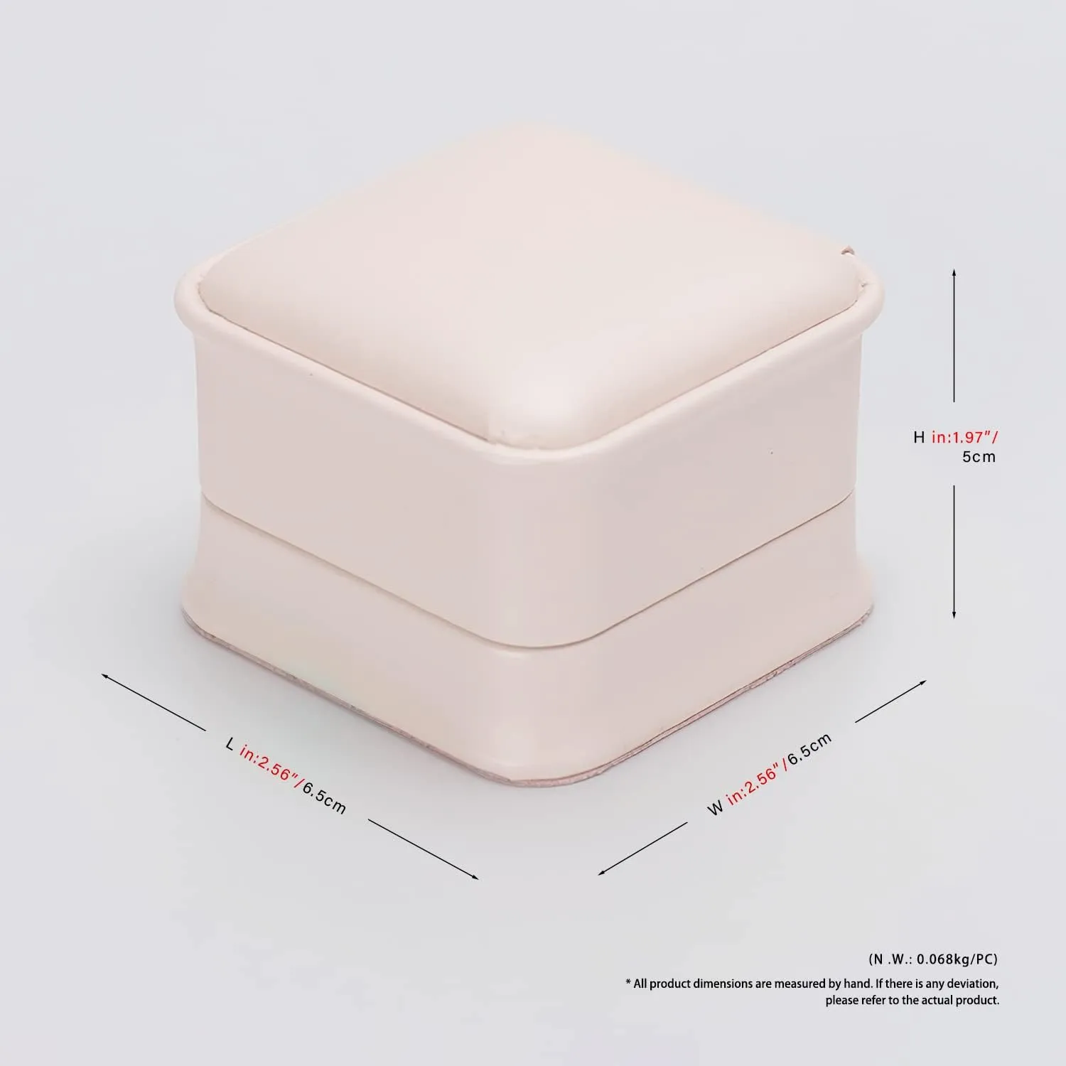 Pink PU Leather Jewelry Ring Box for Proposal Engagement Velvet Interior Jewelry Ring Gift Box