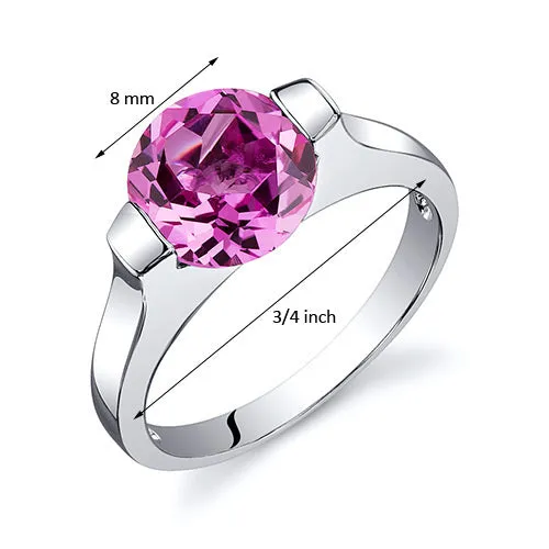 Pink Sapphire Round Cut Sterling Silver Ring Size 6