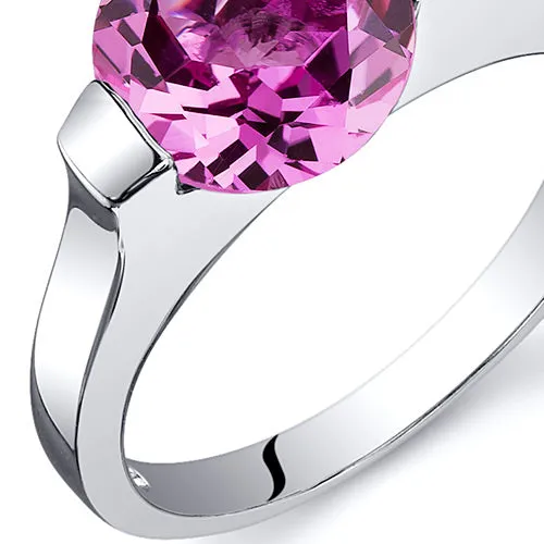 Pink Sapphire Round Cut Sterling Silver Ring Size 6