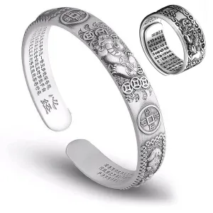 Pixiu Bracelet Feng Shui Pixiu Ring Set, Chinese Feng Shui Pi Yao Wealth Bracelet, Pixiu Ring Protection Wealth Bring Good Luck and Prosperity for Women Men (Woman)