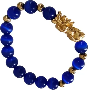 Pixiu Bracelet for Women Men with Real Stones Spiritual Positive Stone Blue Bead Feng Shui Jewelry Charms Thai for Healing Bracelets Succeed in life Can Worship