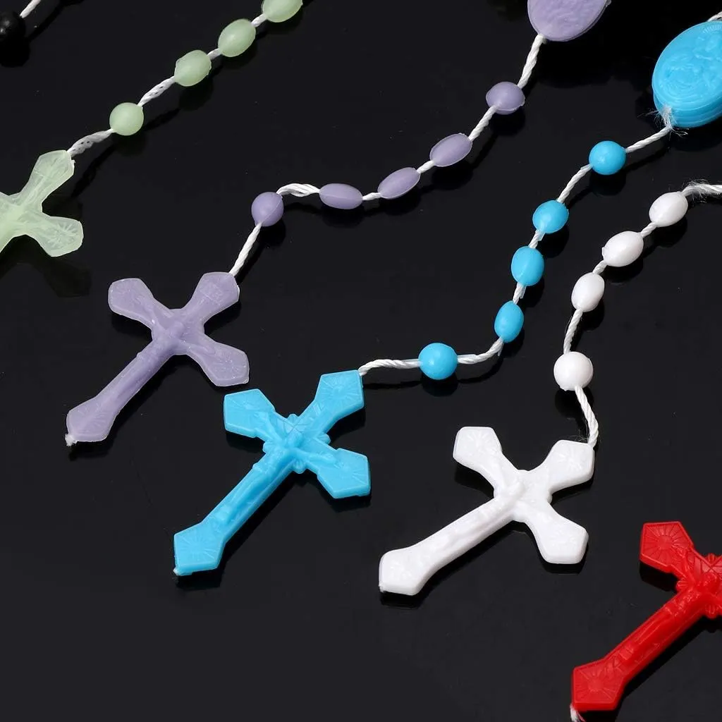 Plastic Rosary Beads Luminous Necklace Catholicism Prayer Religious Jewelry