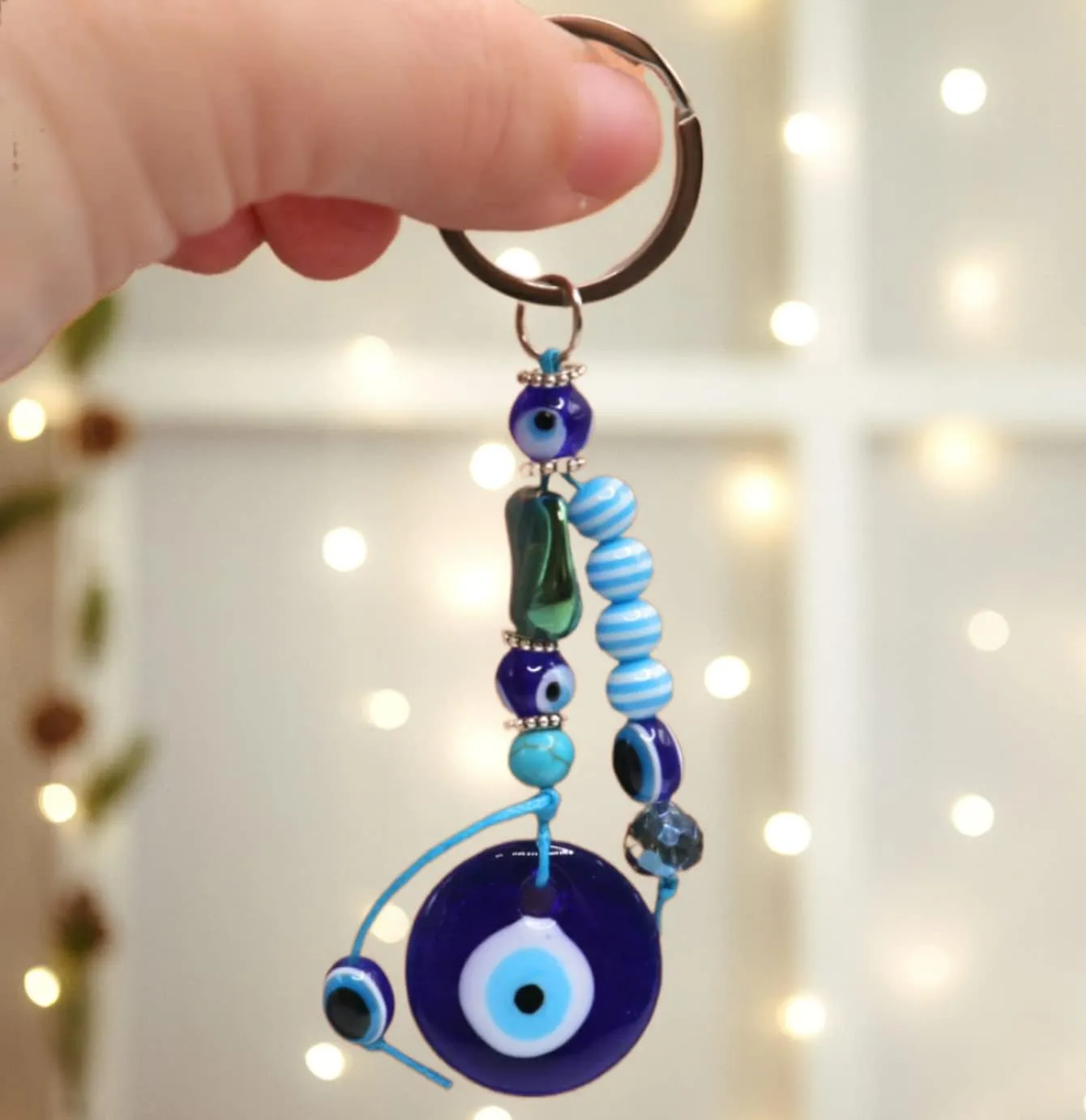 Powerful Handmade Glass Turkish Evil Eye Keychain Good Luck Charms Ornament for Car Key Ring