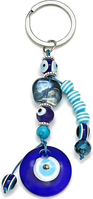 Powerful Handmade Glass Turkish Evil Eye Keychain Good Luck Charms Ornament for Car Key Ring