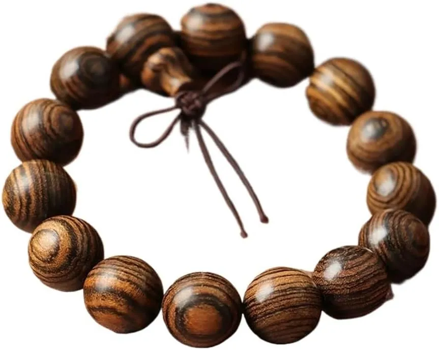 Prayer Beads Bracelet,Buddhist Prayer Beads, Tibetan Tiger Skin Sandalwood Bracelet Buddhist Beaded Mala Good Luck Stretch Bracelets for Women Men Unisex