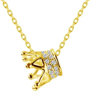 Princess Crown Charm Necklace for Women Girls 925 Sterling Silver Delicate Cute Crystal CZ Queen Royal Tiara Pendant Luck Choker 18" Silver Chain Adjustable Dainty Wedding Jewelry Birthday Gift Box