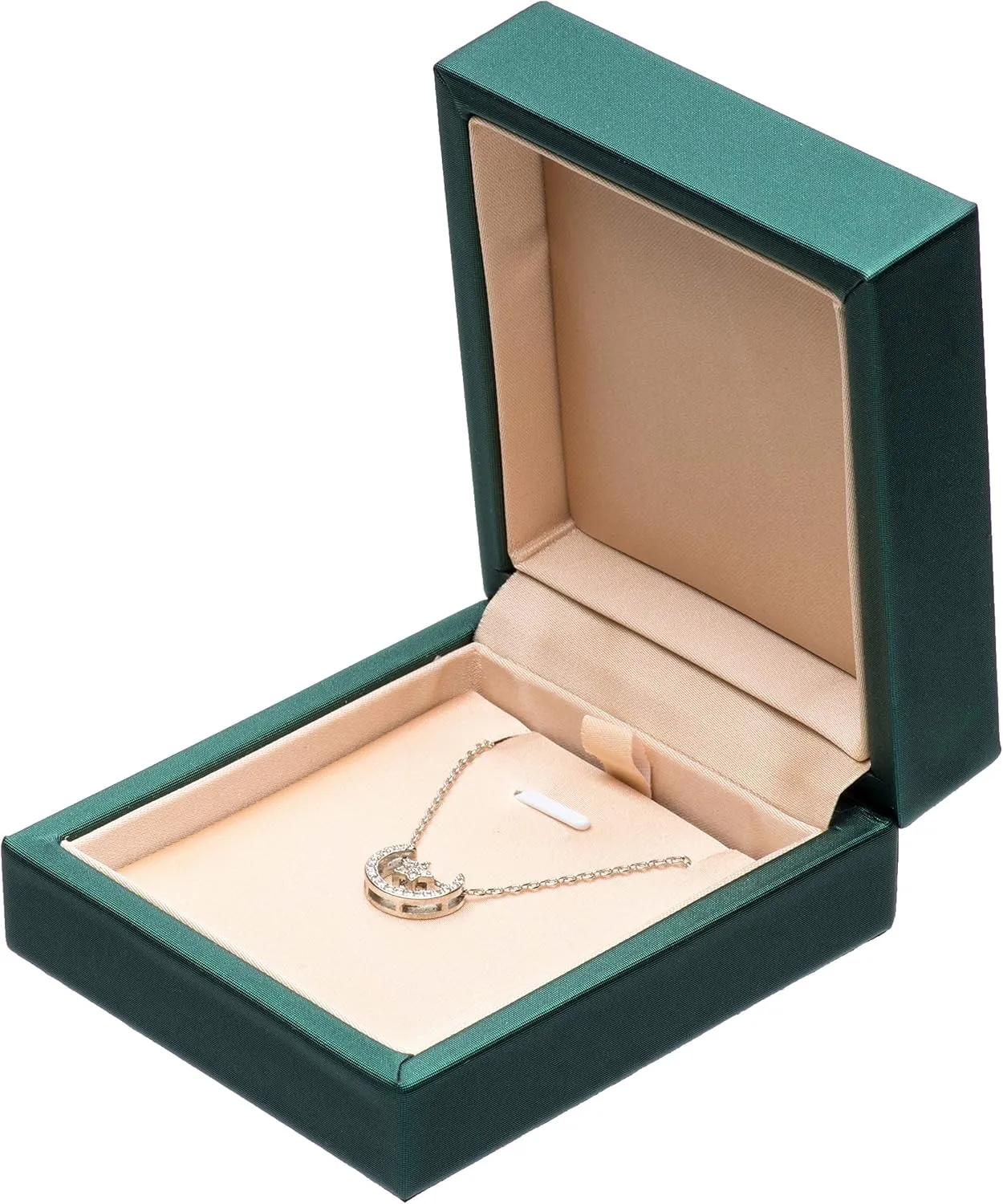 PU Leather Necklace Pendant Box for Wedding,Jewelry Gift Storage Display Case (Green)