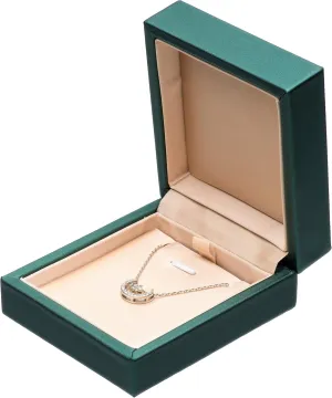 PU Leather Necklace Pendant Box for Wedding,Jewelry Gift Storage Display Case (Green)