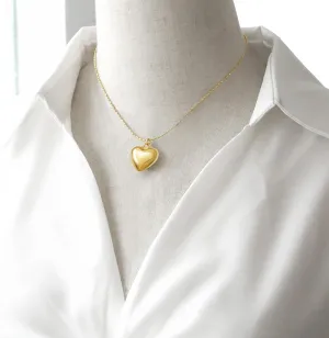 Puffy Puffed Heart Necklace  14K Gold Plated Heart Chain with Charm, Hypoallergenic and Water-Resistant, Tarnish-Free Necklace, Elegant Chain Pendant Heart Necklace for Women