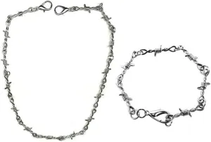 Punk Thorns Necklace Metal Chain Safety Obtuse Padlock Flame Necklace Hiphop Rock Jewelry for Men
