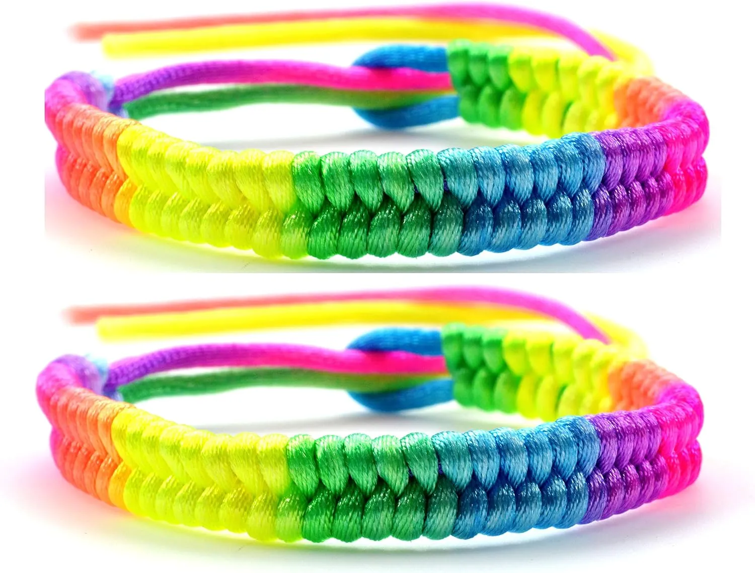 PURPLE WHALE Fashion Jewelry Rainbow Mix Neon Color string adjustable bracelet - women men kids - 2pcs