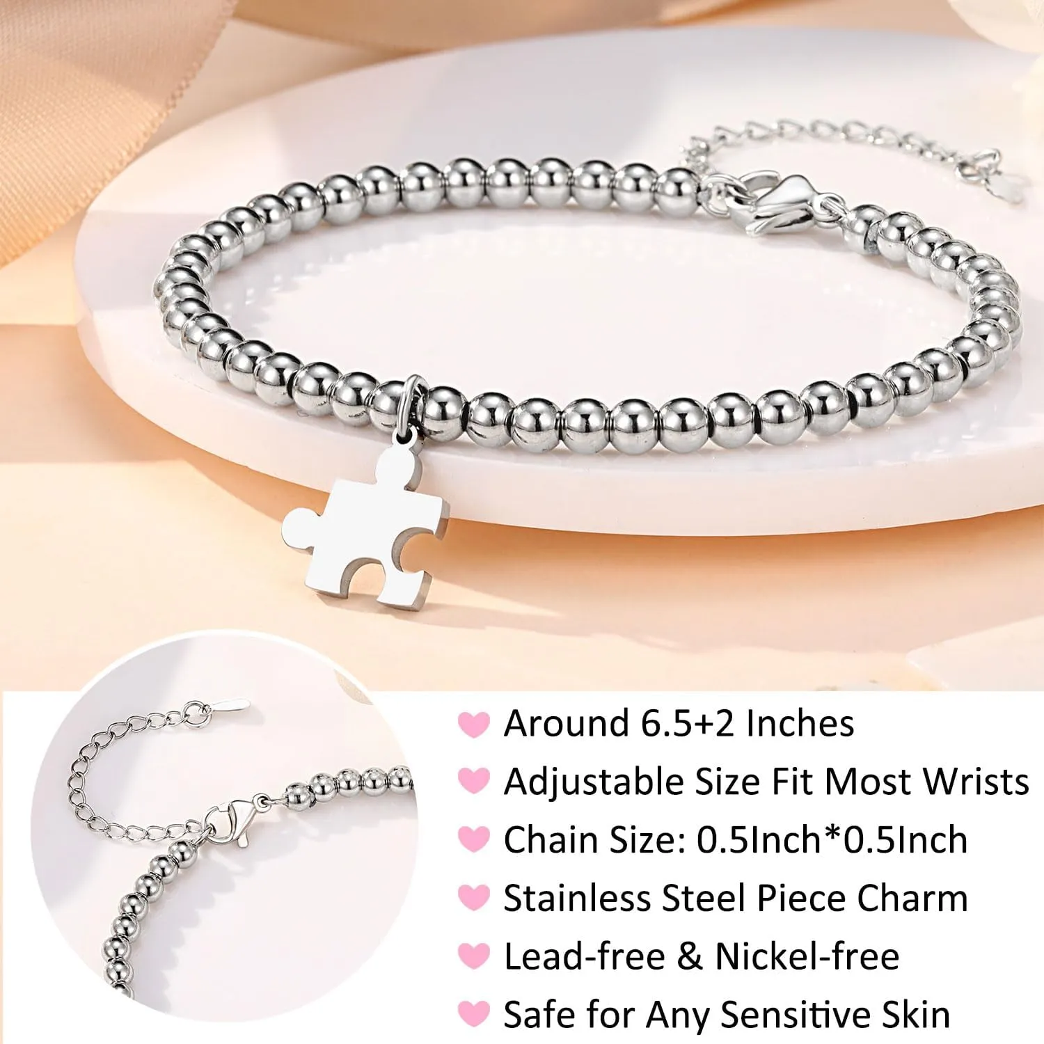 Puzzle Bracelets for Women Girls, Birthday Mothers' Day Christmas Gifts for Granddaughter Niece Daughter sister Bestie