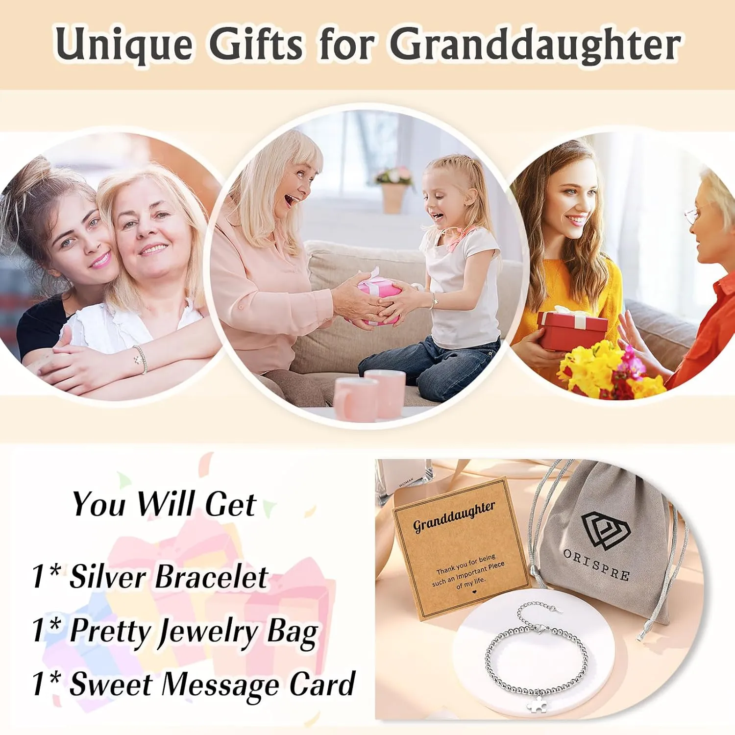Puzzle Bracelets for Women Girls, Birthday Mothers' Day Christmas Gifts for Granddaughter Niece Daughter sister Bestie